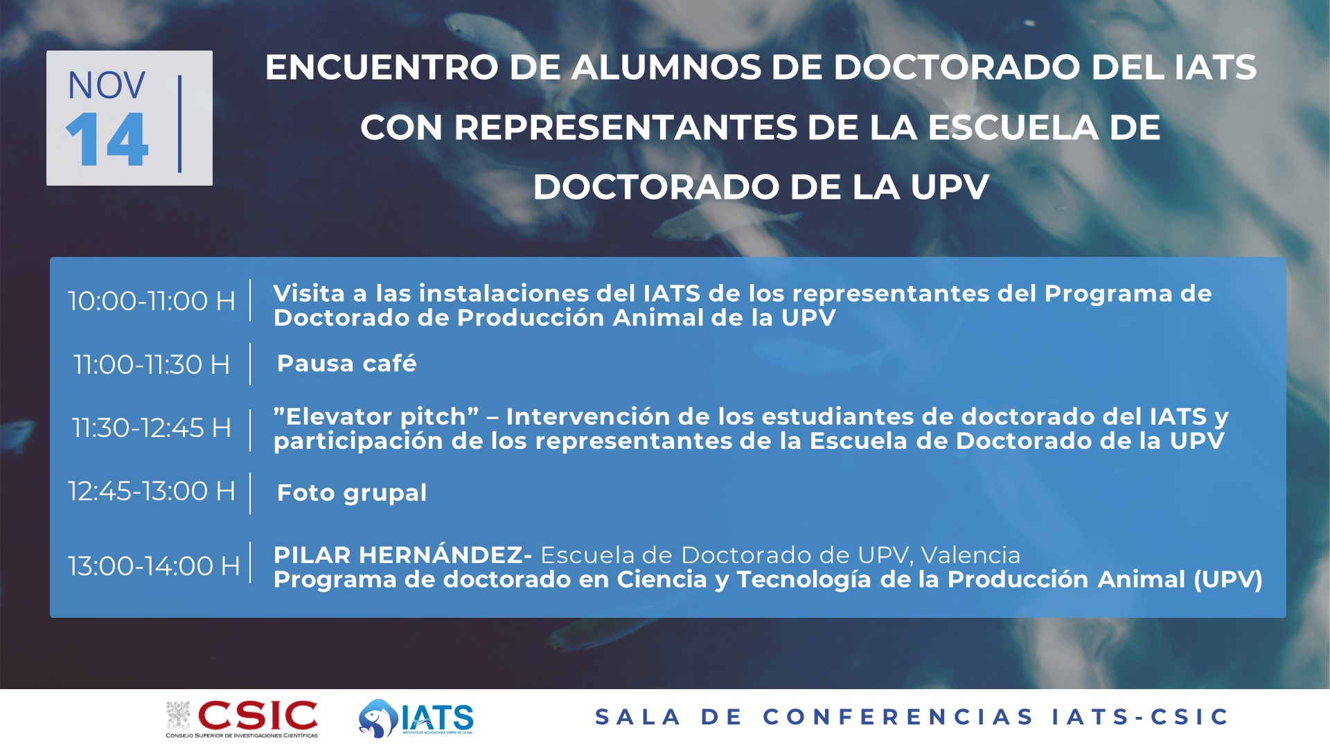El Instituto de Acuicultura Torre de la Sal (IATS-CSIC) ha organizado un encuentro donde el personal doctorando de la UPV presentará sus trabajos de investigación