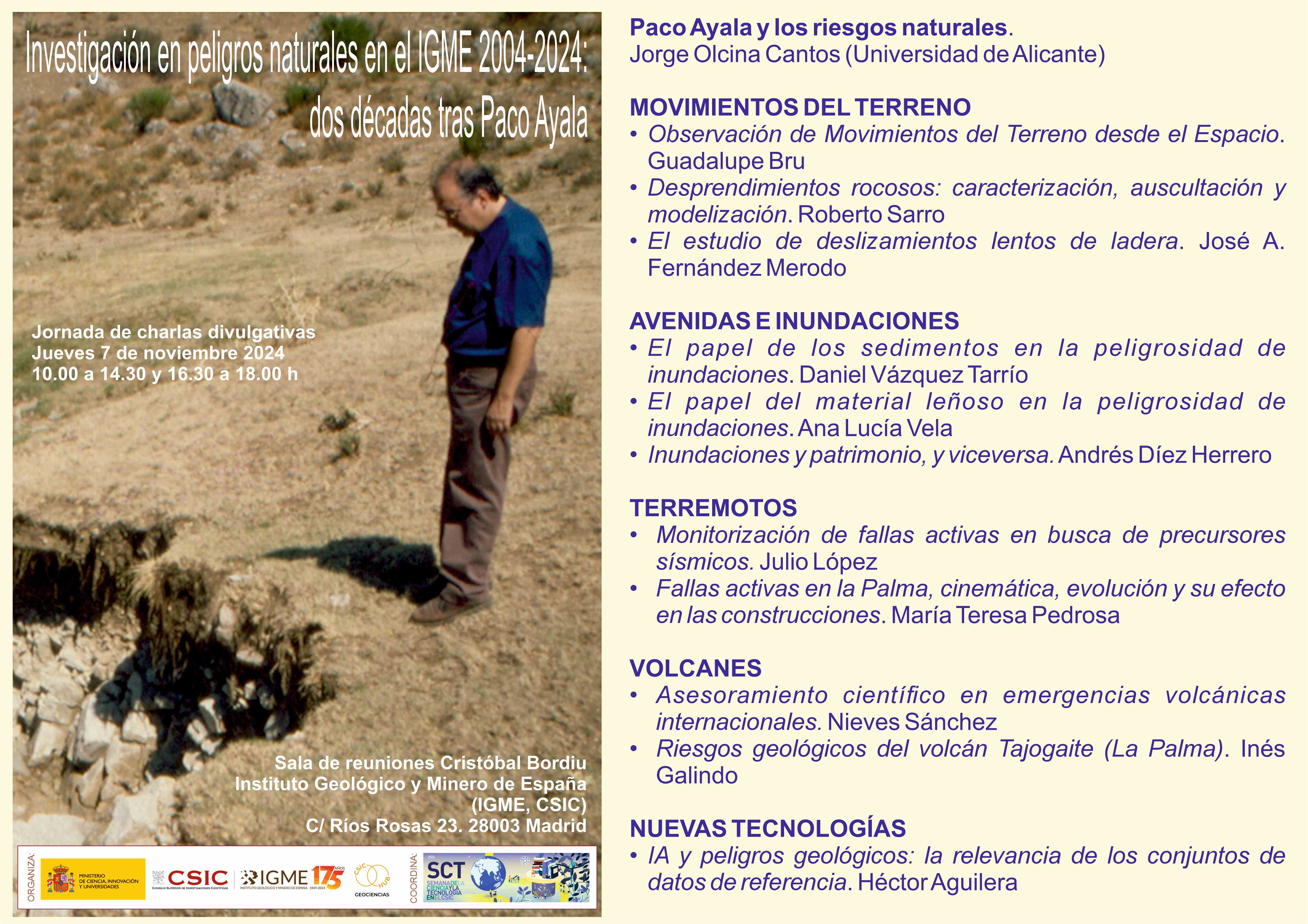 Programa Charlas Peligros Geológicos en el IGME 2004-2024