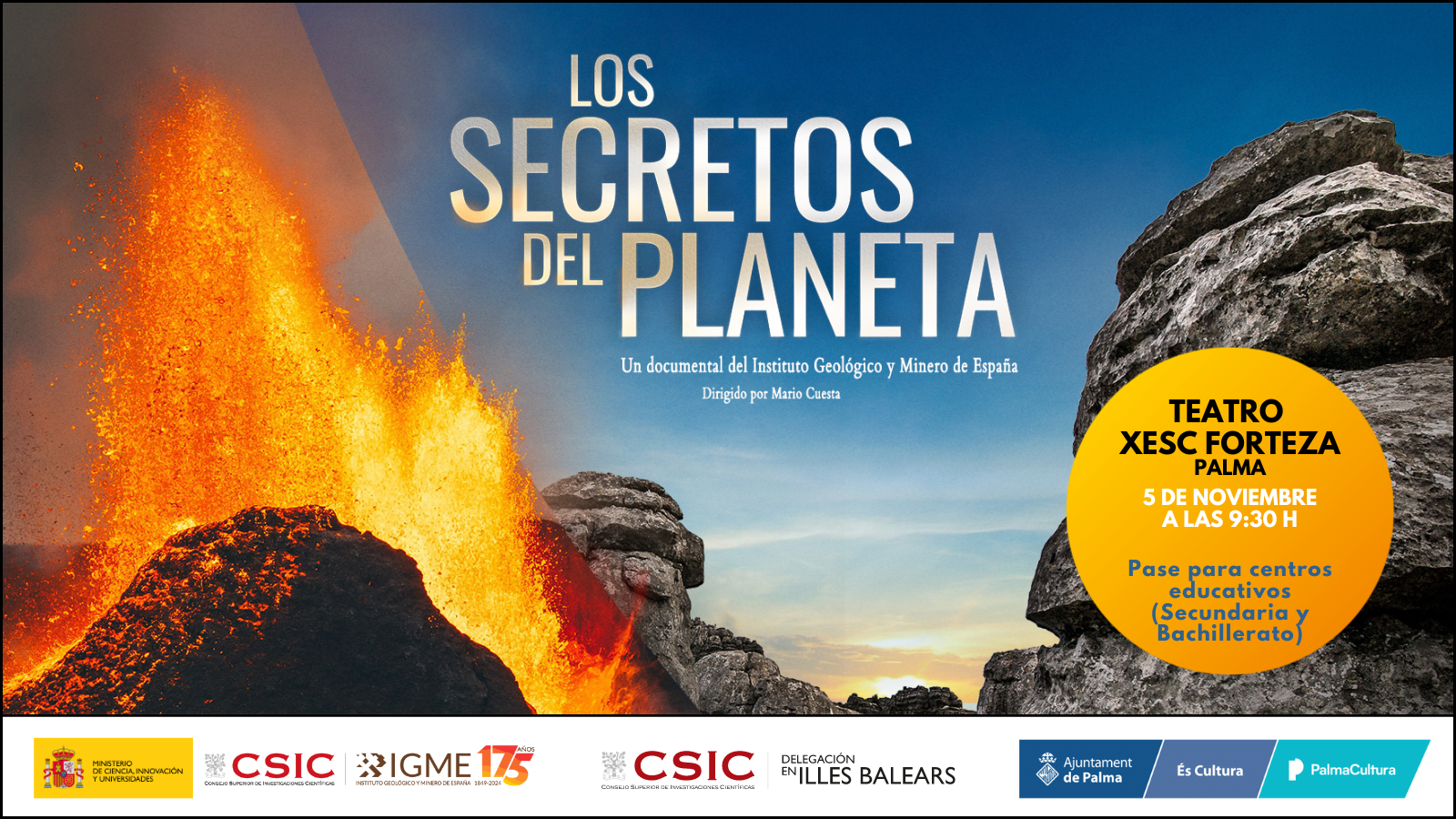 Poster del documental Los secretos del planeta. Palma, 5 de noviembre