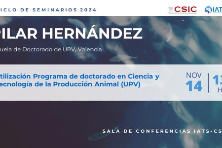 El Instituto de Acuicultura Torre de la Sal (IATS-CSIC) ha organizado este seminario que será impartido por Pilar Hernández de la Escuela de doctorado (UPV).