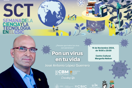 Cartel de la charla 'Pon un virus en tu vida'