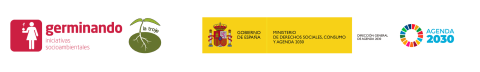 Logos proyecto RESILVESTRA (cooperativa Germinando, Agenda 2030, Ministerio de Derechos sociales, consumo y Agenda 2030
